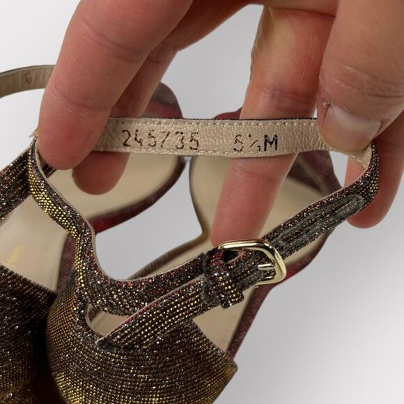 Stuart Weitzman Nearlynude Block-Heel Glitter Fabric Sandals 5.5 - Picture 3 of 11